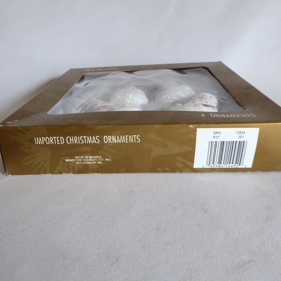 NEW VINTAGE CHRISTMAS SNOWMAN GLASS ORNAMENT SET OF 4 - Picture 2 of 7